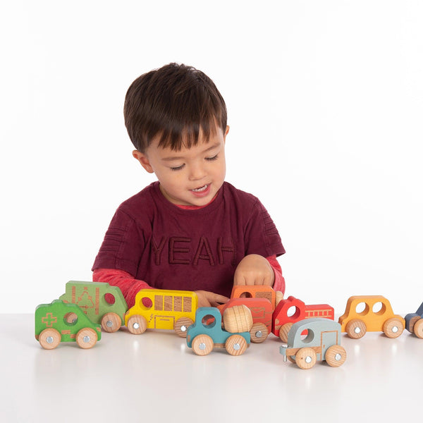 Rainbow Wooden Vehicles Set