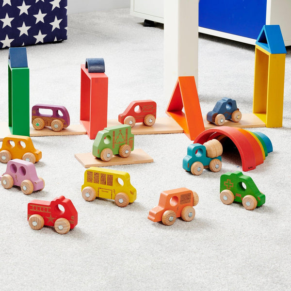 Rainbow Wooden Vehicles Set