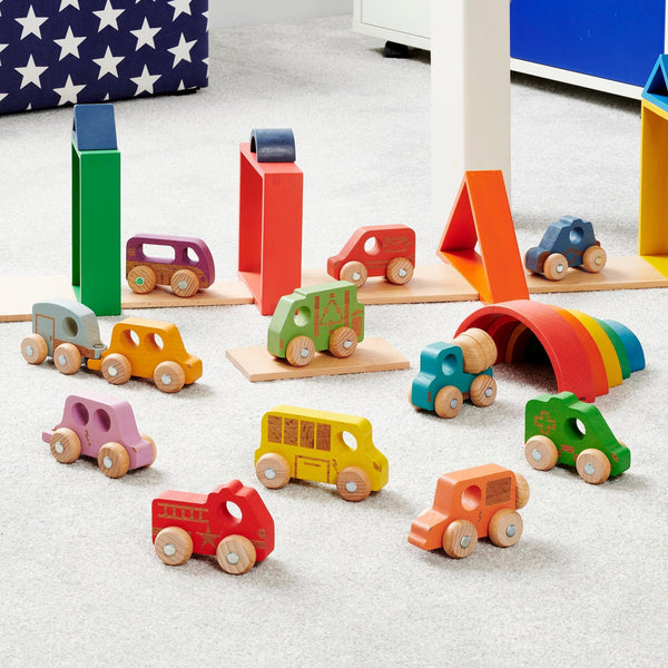 Rainbow Wooden Vehicles Set