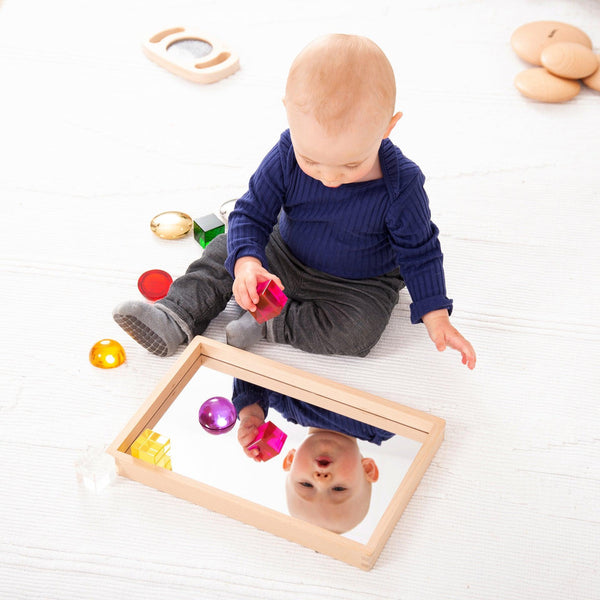 Small Wooden Mirror Tray