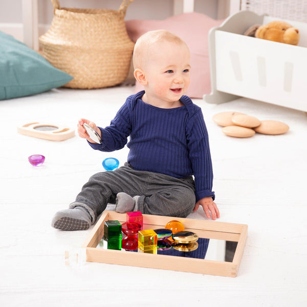 Small Wooden Mirror Tray