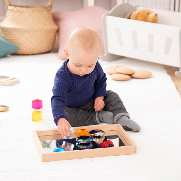 Small Wooden Mirror Tray