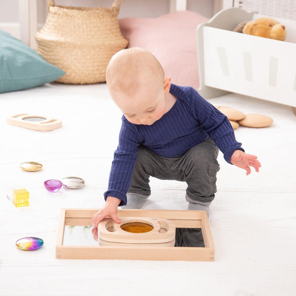 Small Wooden Mirror Tray