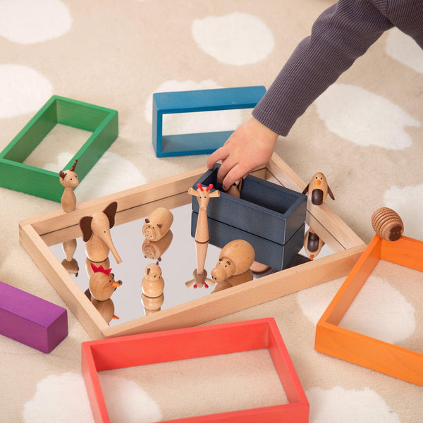 Small Wooden Mirror Tray