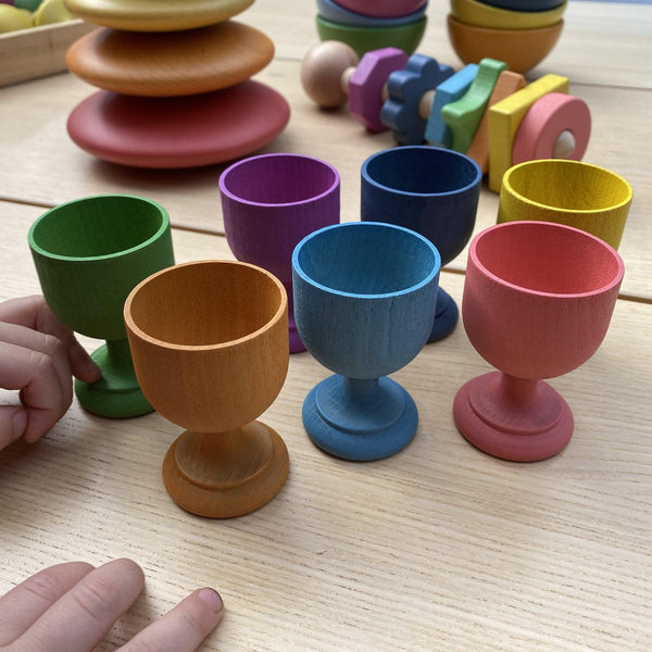 Rainbow Wooden Egg Cups