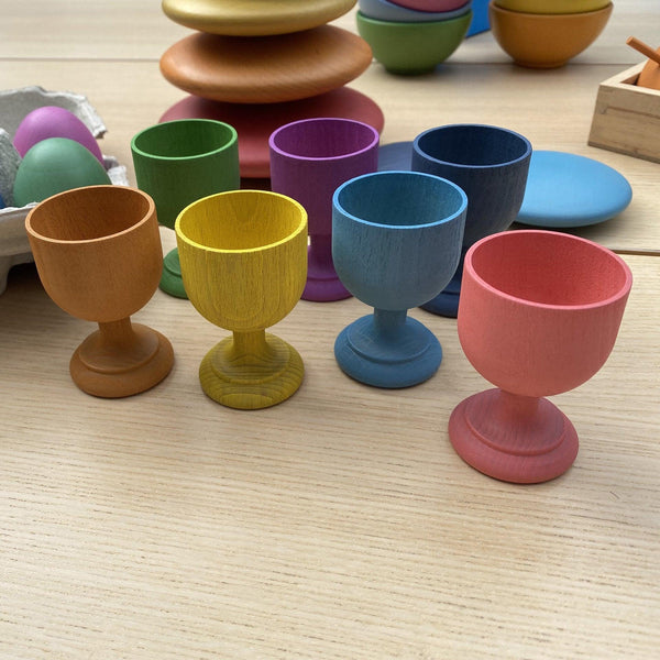 Rainbow Wooden Egg Cups