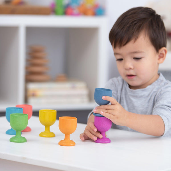 Rainbow Wooden Egg Cups