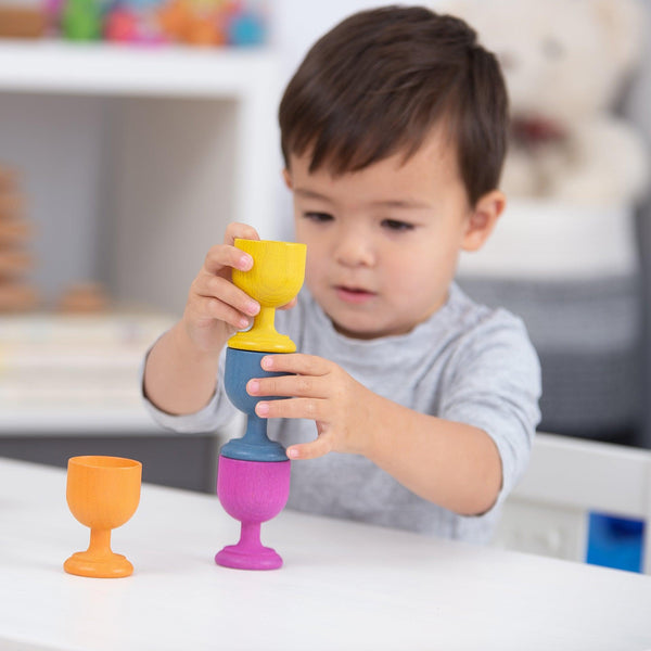 Rainbow Wooden Egg Cups