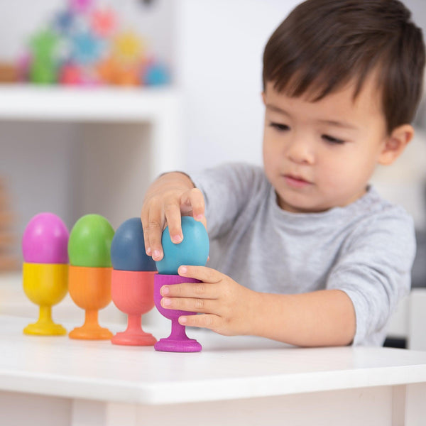 Rainbow Wooden Egg Cups