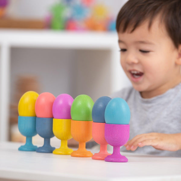 Rainbow Wooden Egg Cups