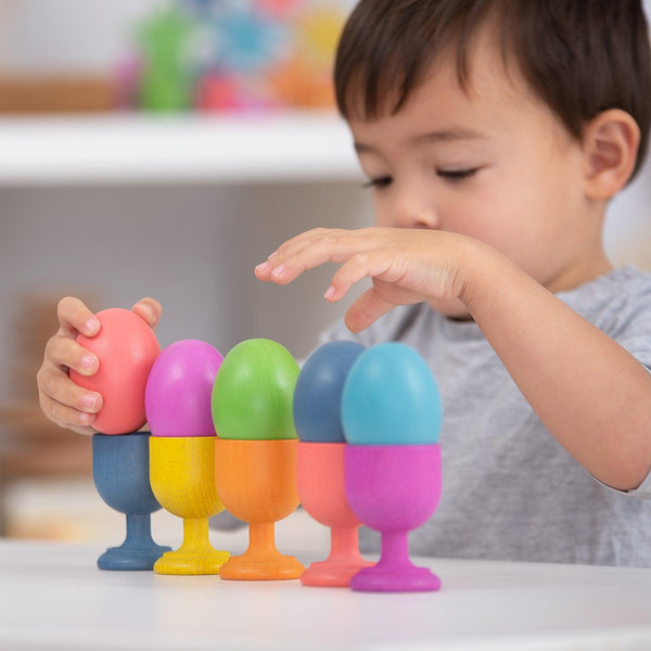 Rainbow Wooden Egg Cups