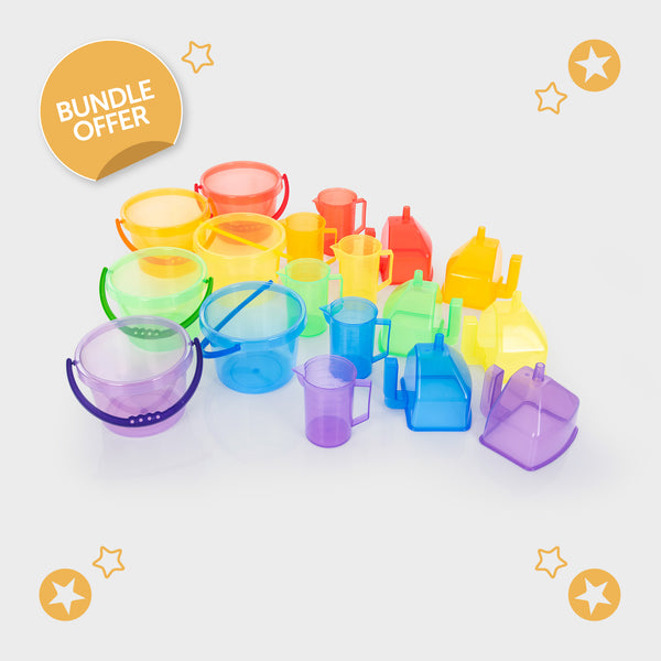 Translucent Colour Buckets, Funnels & Jugs Set